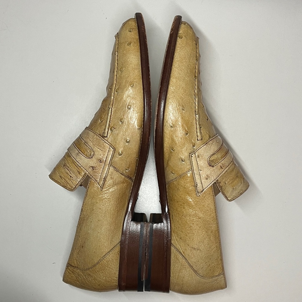 Mezlan Platinum Ostrich Quill Penny Loafers Men’s Size US 10.5 M - Picture 8 of 16
